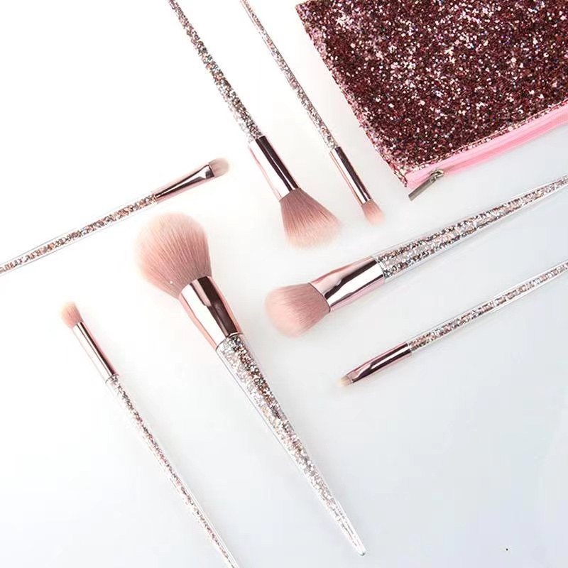 7pc Glitter silver brush set