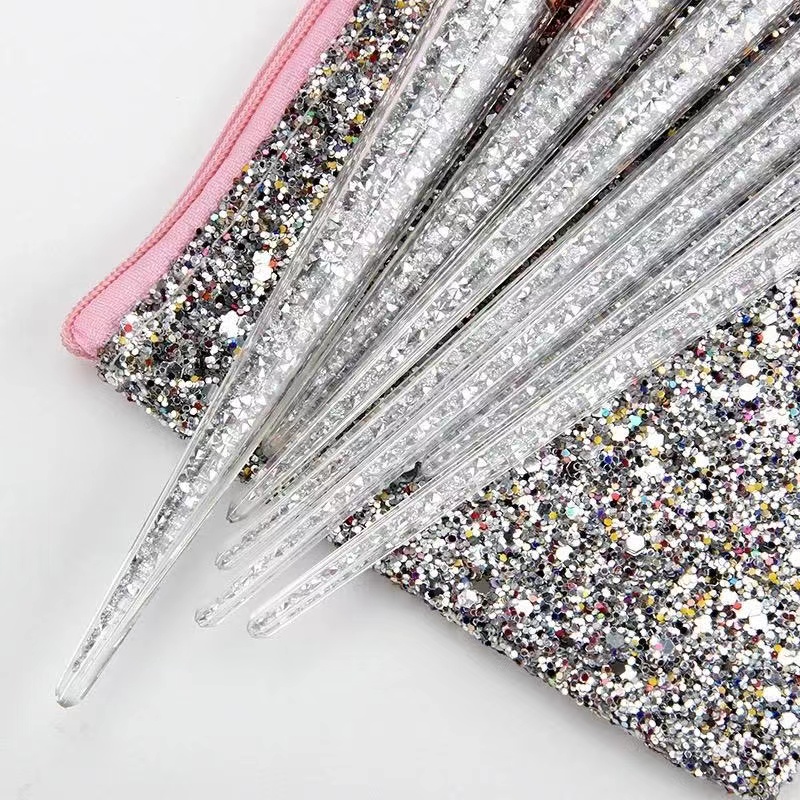 7pc Glitter silver brush set