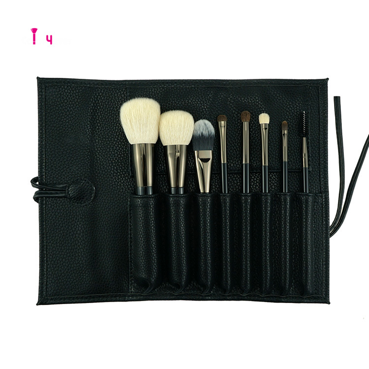 8pc Classic Black brush set with bag