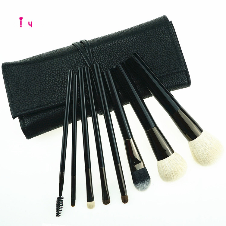 8pc Classic Black brush set with bag