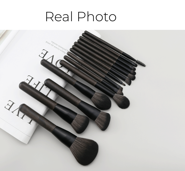 14pc Wood Handle Makeup Tools